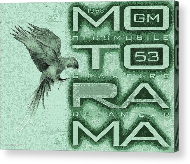 Motorama Acrylic Print featuring the digital art Motorama / 53 Oldsmobile Starfire by David Squibb