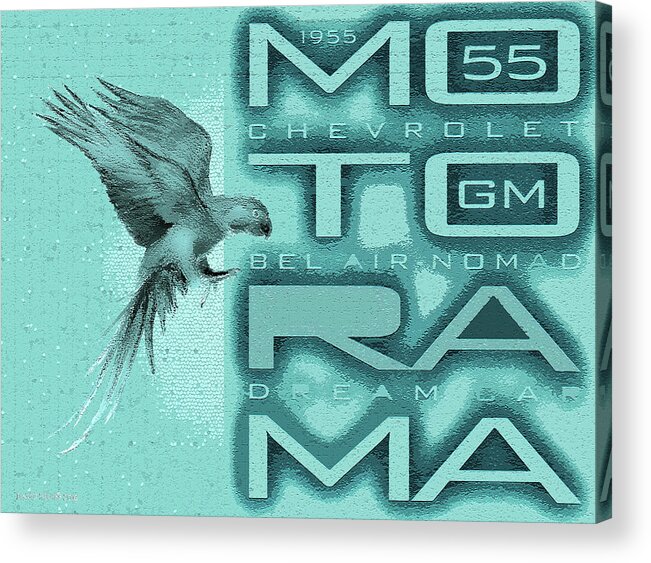 Motorama Acrylic Print featuring the digital art Motorama / 55 Chevrolet Nomad by David Squibb