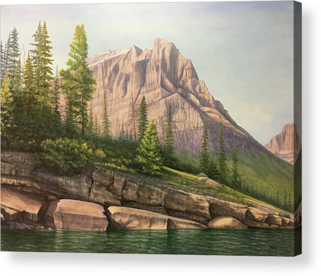 Mountains Acrylic Print featuring the painting Mt. Otokomi by Lee Tisch Bialczak