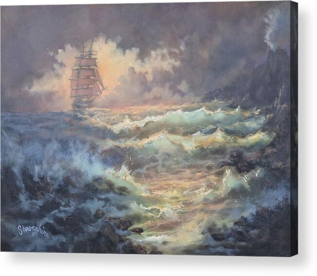 Mysterious Island Acrylic Print featuring the painting Mysterious Island by Tom Shropshire