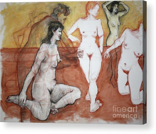 Female Nude Acrylic Print featuring the mixed media Natalie by PJ Kirk