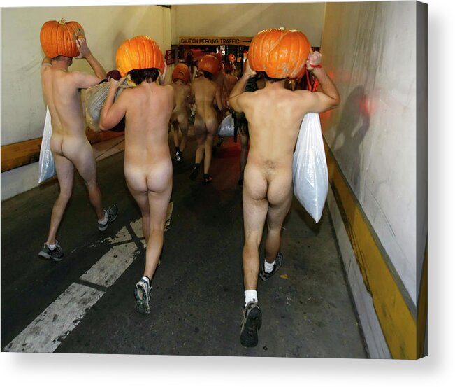 Nude Men Acrylic Print featuring the photograph Nude Pumpkin Run by Rick Wilking