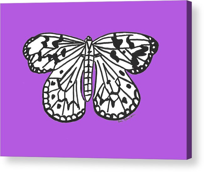 Ink Acrylic Print featuring the drawing Nymph Butterfly by Ali Baucom