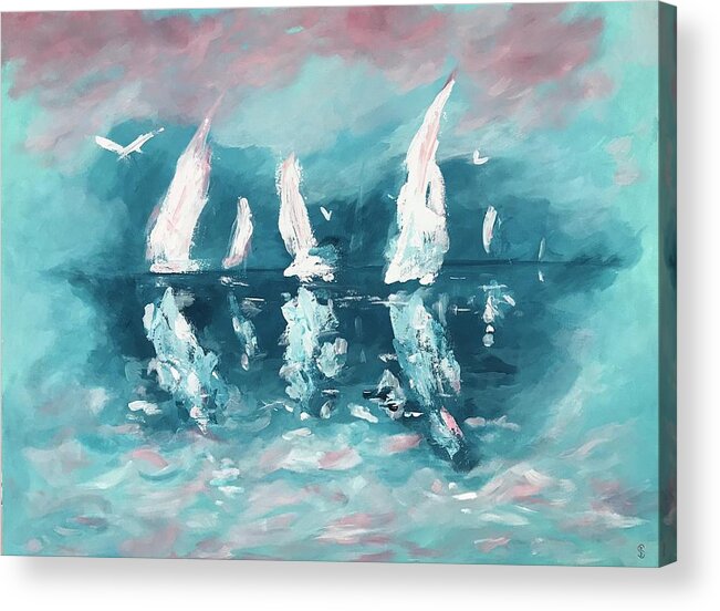 Art Acrylic Print featuring the painting Offshore by Deborah Smith