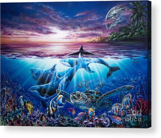 Orcas Acrylic Print featuring the painting Overture by Lisa Clough Lachri
