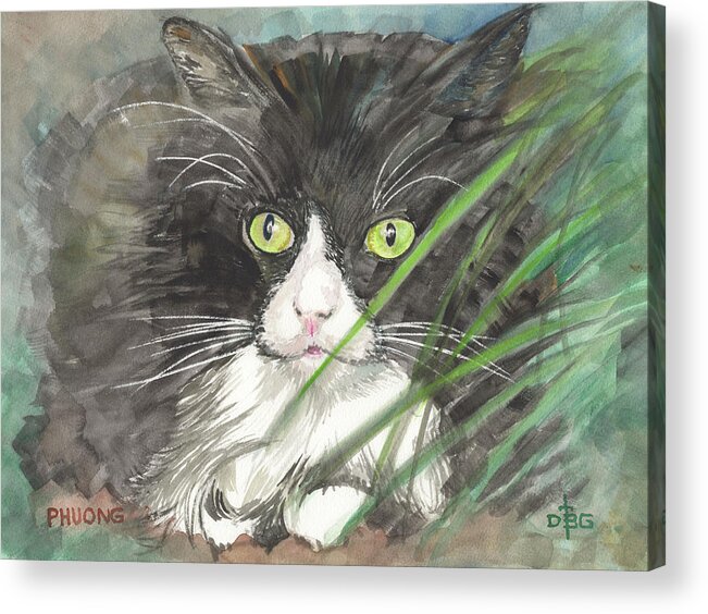 Cat Acrylic Print featuring the painting Phuong by David Bader