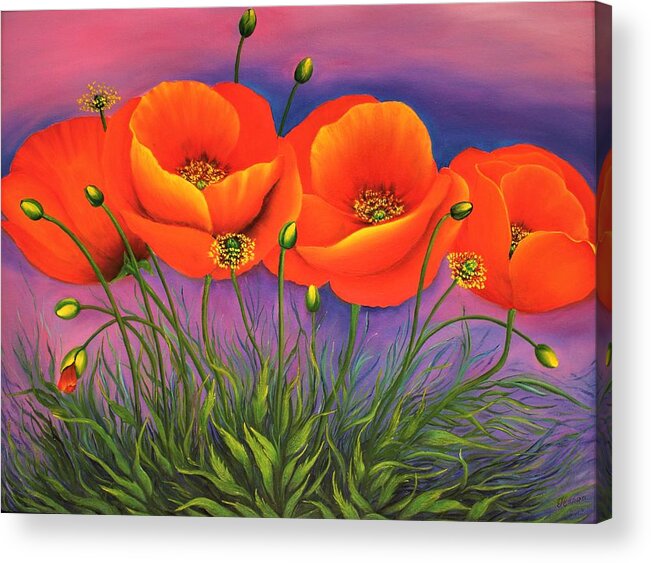  Poppies Oil Painting Original Art Picture Wall Art Painting Art For The Living Room Office Decor Gift Idea Flowers Red Flowers Home Décor Red Poppies Acrylic Print featuring the painting Poppies by Tanya Harr