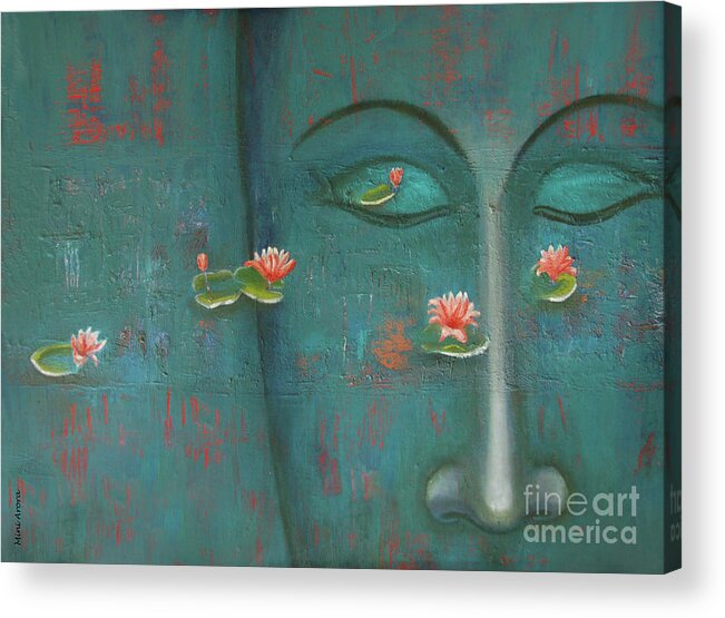 Buddha Acrylic Print featuring the painting Pure Thoughts by Mini Arora