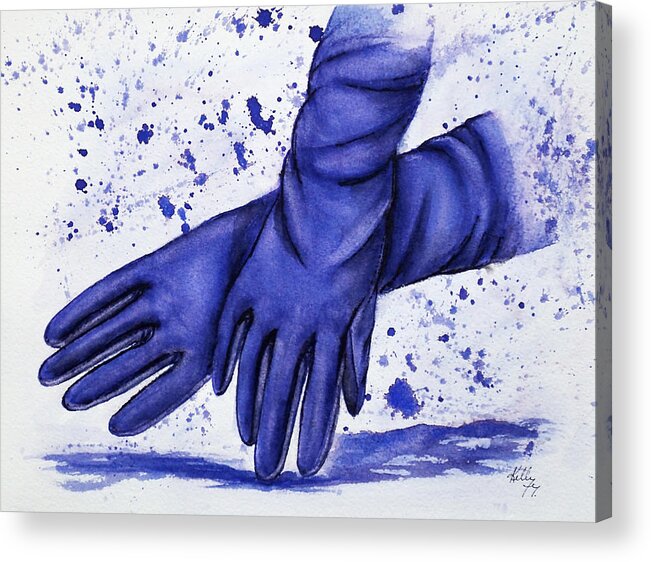 Gloves Acrylic Print featuring the painting Purple Gloves by Kelly Mills