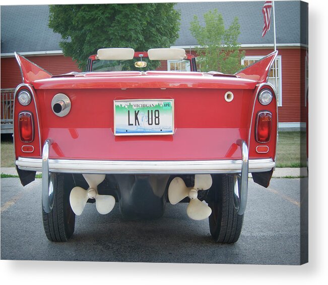 Amphicar Acrylic Print featuring the photograph Red Convertible Amphicar by Mary Lee Dereske