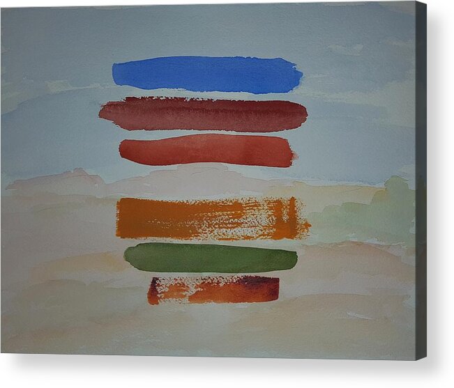 Watercolor Acrylic Print featuring the painting Red Pueblo by John Klobucher