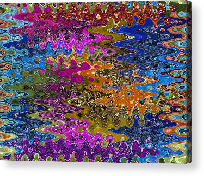 Abstract Acrylic Print featuring the digital art Retro 60's Psychedelic Art by Ronald Mills