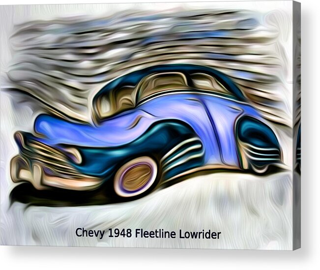 Chevy Acrylic Print featuring the digital art Revved Up and Rarin' To Go... Blue by Ronald Mills