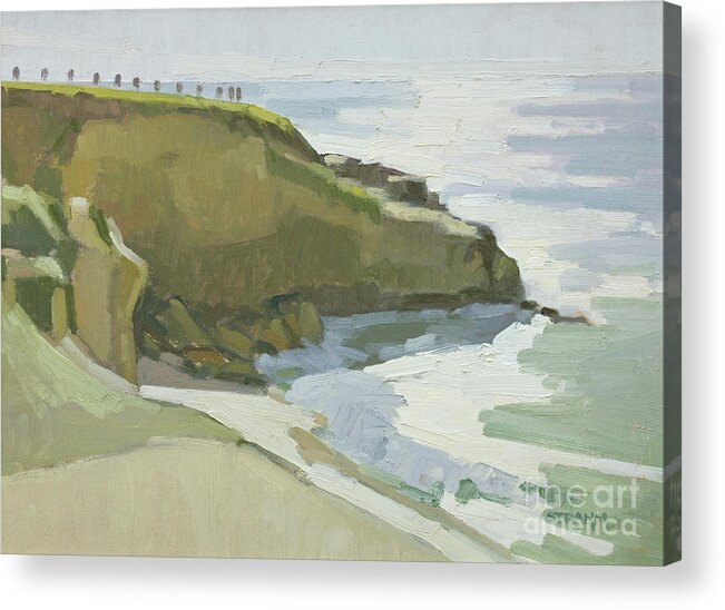 Rocky Point Acrylic Print featuring the painting Rocky Point at Boomer Beach - La Jolla, San Diego, California by Paul Strahm