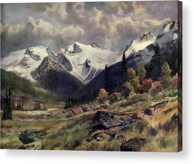 Canada Acrylic Print featuring the painting Rogers Pass, Selkirks by Canadian Pacific Railway