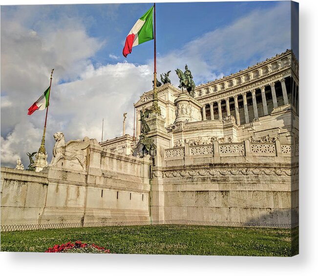 Emmanuel Monument. Rome Acrylic Print featuring the photograph Rome Monument by Yvonne Jasinski
