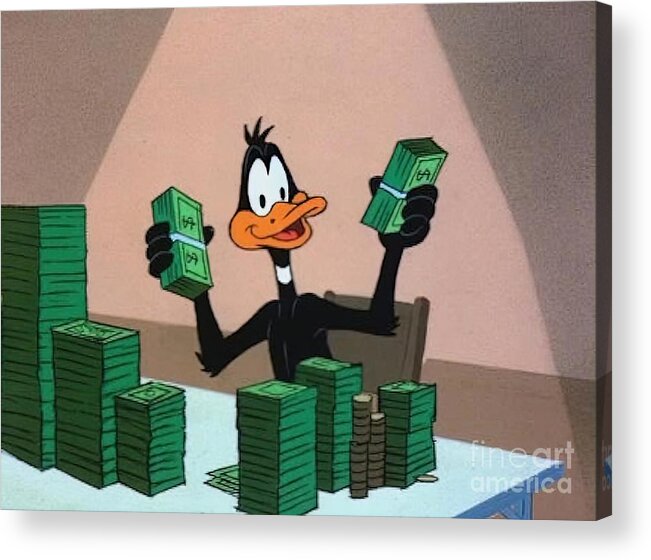  Retro Acrylic Print featuring the painting Scrooge Mcduck Boomerang Money by Riley Hughes