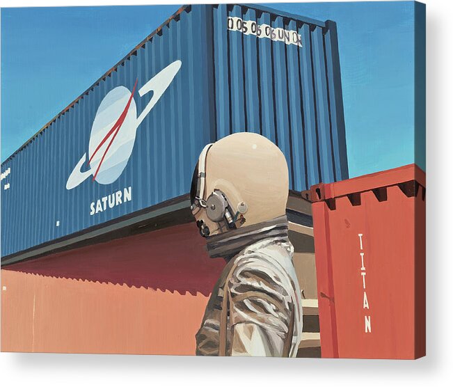 Astronaut Acrylic Print featuring the painting Shipping Container by Scott Listfield