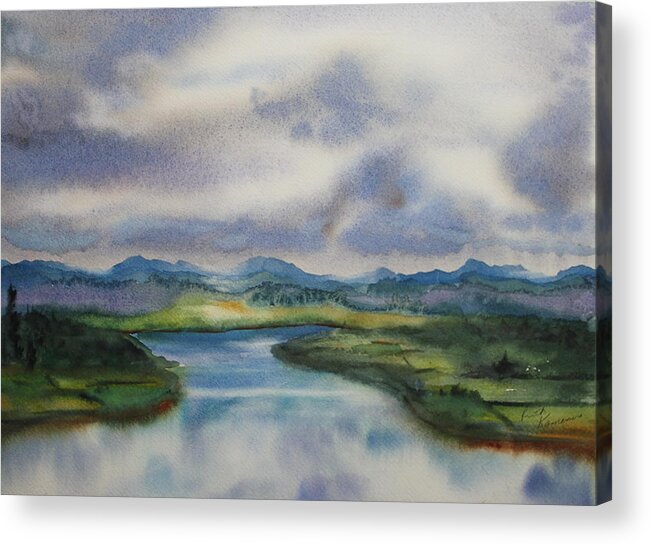 Landscape Acrylic Print featuring the painting Silver Day by Ruth Kamenev