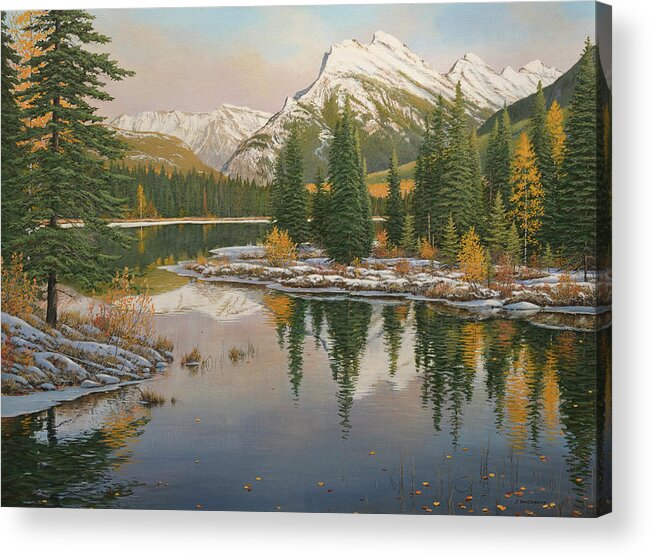 Canadian Acrylic Print featuring the painting Snow Came Early by Jake Vandenbrink