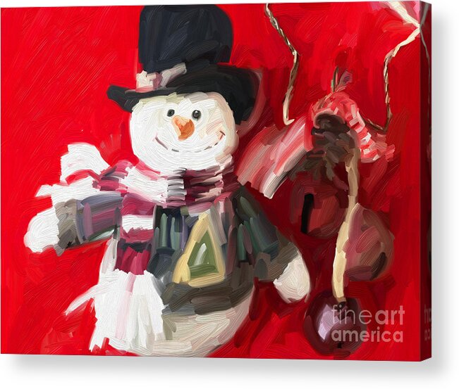 Snowman Christmas Ornament Art Acrylic Print featuring the digital art Snowman Christmas Ornament Art by Patricia Awapara