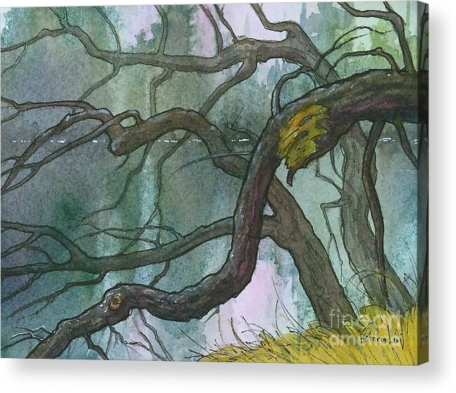 Watercolor Acrylic Print featuring the painting Sound of Stillnees by Victoria Lisi