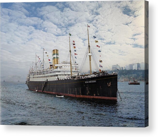 Steamer Acrylic Print featuring the digital art S.S. Nieuw Amsterdam by Geir Rosset
