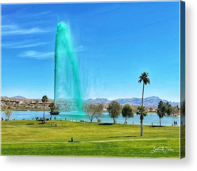 Fountain Acrylic Print featuring the photograph St. Patricks Day in the Desert by Barbara Zahno