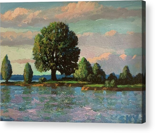 Columbia Sc Acrylic Print featuring the painting Summer off McMeekins Point by Blue Sky