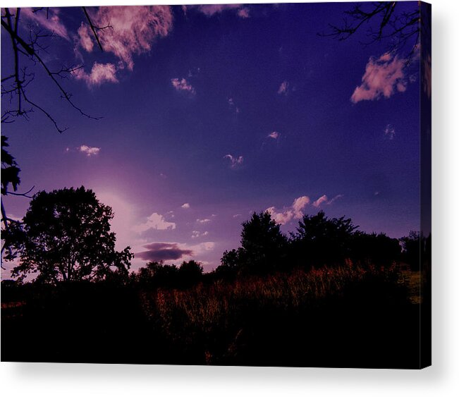 Sundown Acrylic Print featuring the photograph Sundown in the Field by Christopher Reed