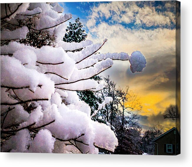 Snow Acrylic Print featuring the photograph Sunrise after snowfall by Jim Feldman