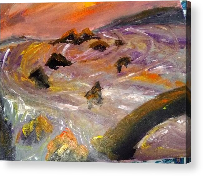 Red Acrylic Print featuring the painting Sunset Dunescape by Andrew Blitman