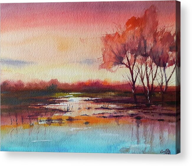 Sunset Acrylic Print featuring the painting Sunset.Contrasts by Carolina Prieto Moreno