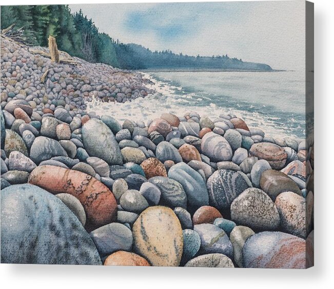 Lake Superior Acrylic Print featuring the painting Superior Gems Landscape by Karen Richardson
