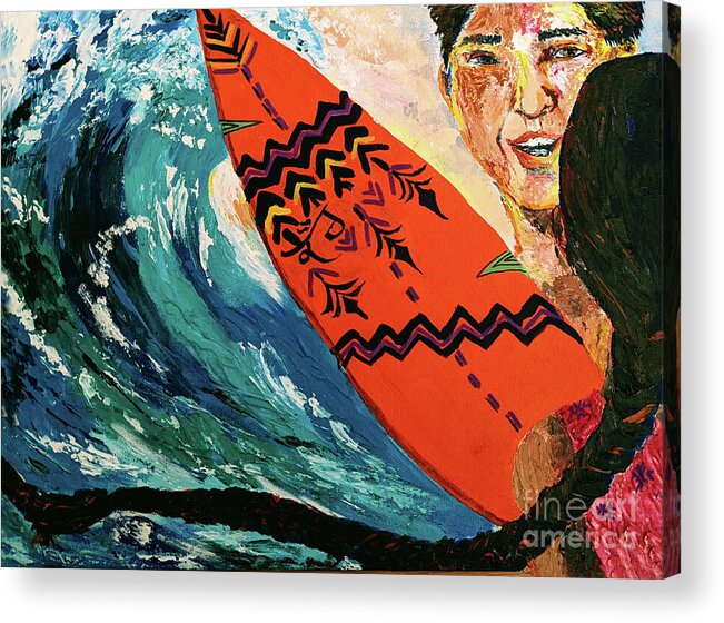 Surfing Acrylic Print featuring the painting Surfing Kaur by Sarabjit Singh
