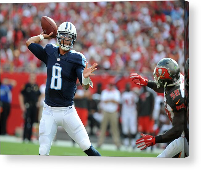Three Quarter Length Acrylic Print featuring the photograph Tennessee Titans v Tampa Bay Buccaneers by Cliff McBride