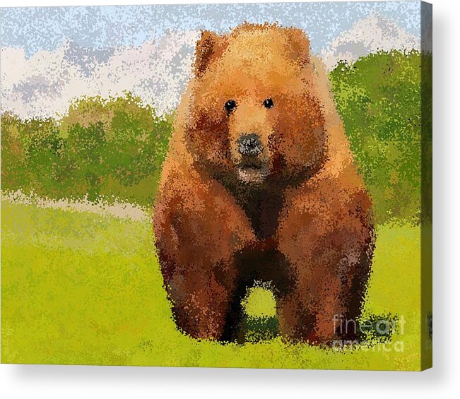 Pointillism Acrylic Print featuring the digital art The Bear by Joshua Barrios