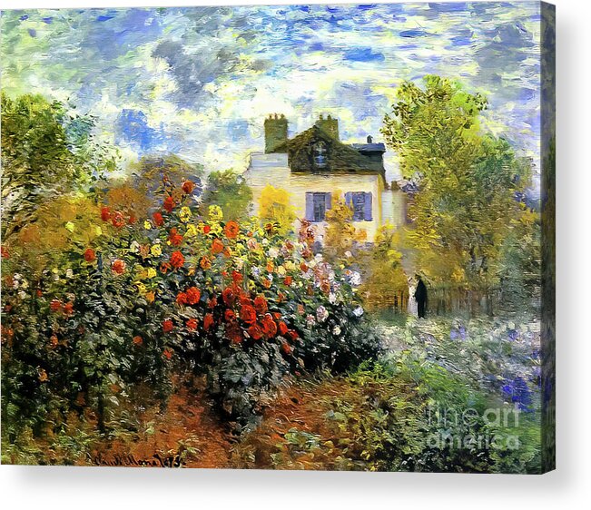 Garden Acrylic Print featuring the painting The Garden of Monet at Argenteuil by Claude Monet 1873 by Claude Monet