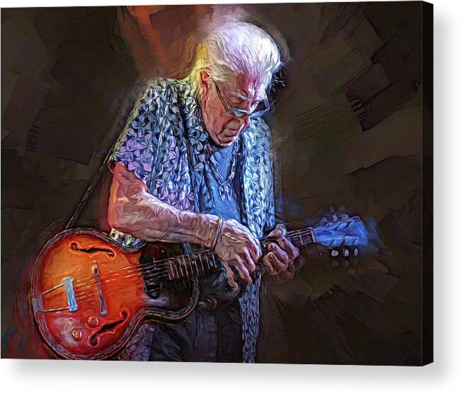 John Mayall Acrylic Print featuring the mixed media The Godfather of British Blues by Mal Bray