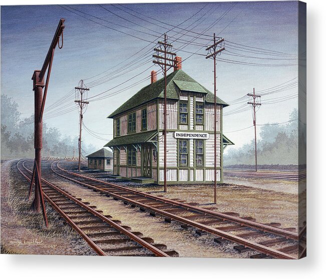 Architectural Landscape Acrylic Print featuring the painting The Old C and A Depot, Independence, MO by George Lightfoot