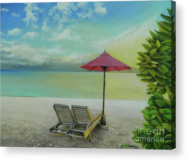 Jamaica Landscape Acrylic Print featuring the painting The View by Kenneth Harris