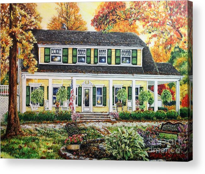 Yellow House Acrylic Print featuring the painting The Yellow House on Scottsville Road by Misha Ambrosia