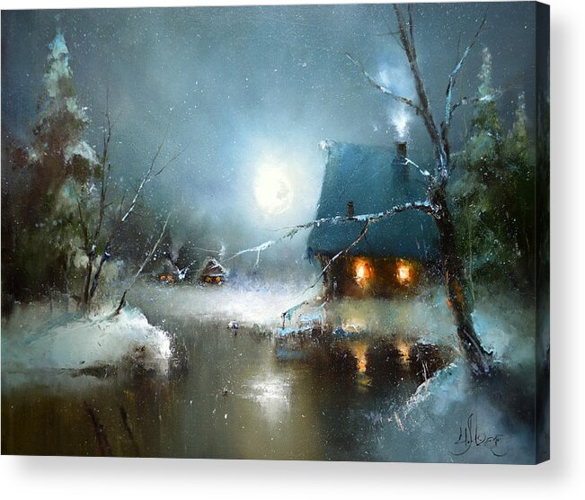Russian Artists New Wave Acrylic Print featuring the painting Theater of Moon by Igor Medvedev