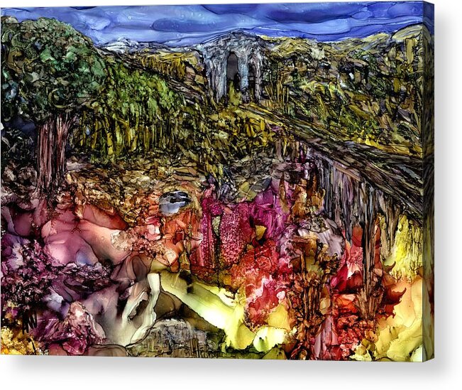 Alcohol Ink Acrylic Print featuring the painting There's Magic in the Landscape by Angela Marinari