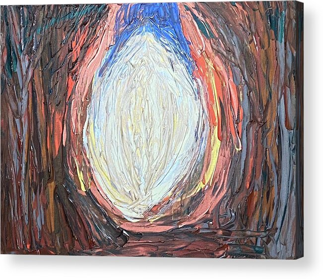 Abstract Nature Change Acrylic Print featuring the painting This Too Shall Pass Forest Wisdom Flow Codes by Anjel B Hartwell