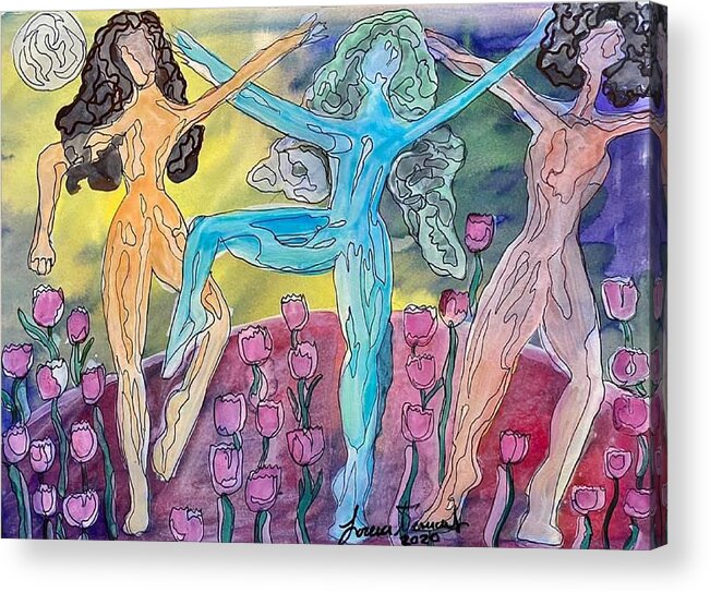  Acrylic Print featuring the painting Three Friend by Lorena Fernandez