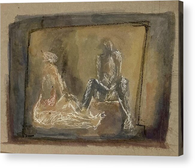 Two Figures Acrylic Print featuring the painting Together by David Euler