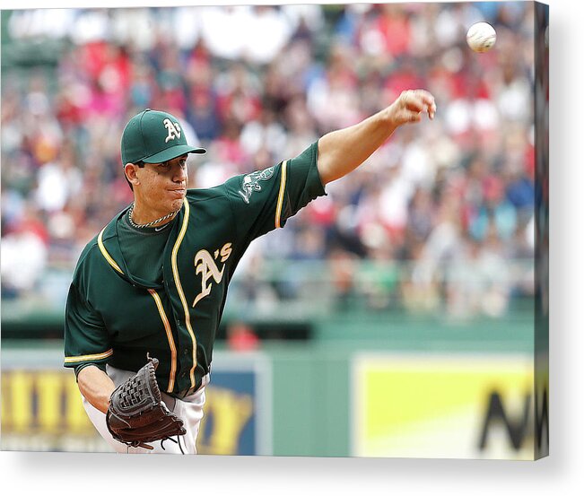 American League Baseball Acrylic Print featuring the photograph Tommy Milone by Jim Rogash