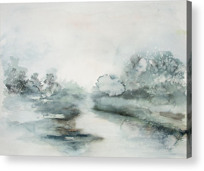 Trees Acrylic Print featuring the painting Valley Stream by Katrina Nixon
