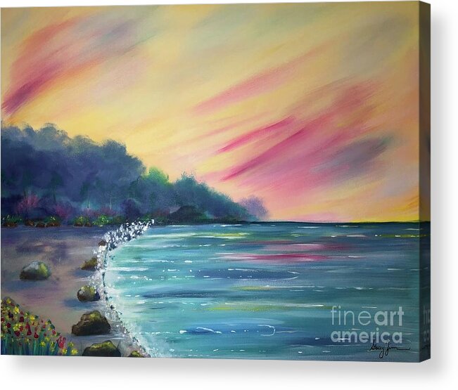 A Print Of An Original Painting “tropical Peace”. Acrylic Print featuring the painting Tropical Peace by Stacey Zimmerman